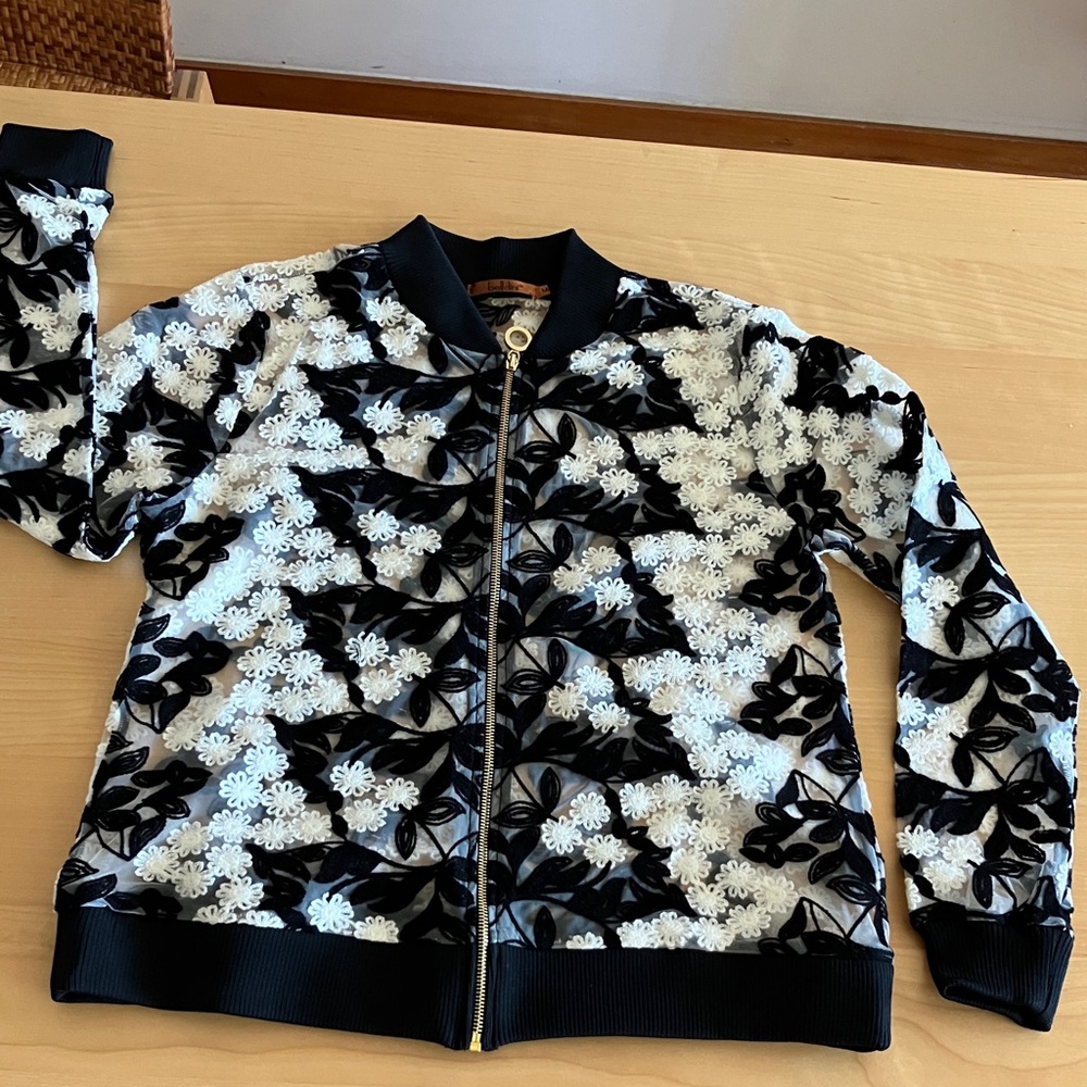 Belldini Black and White Floral Jacket